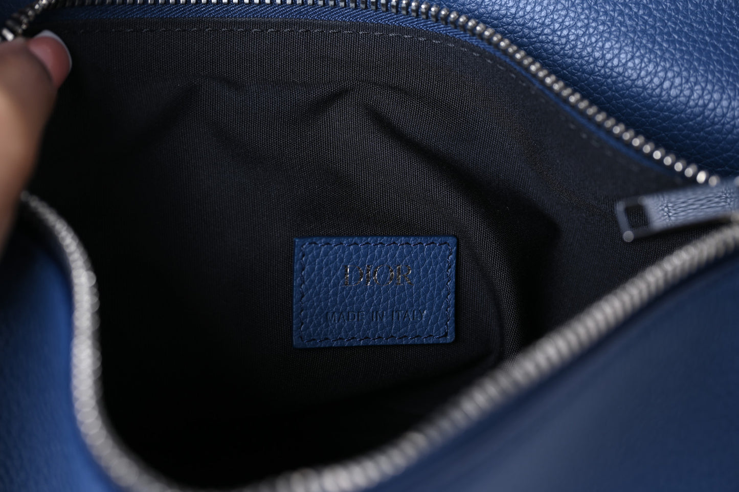 Grained Calfskin Mens Saddle Bag Navy Blue