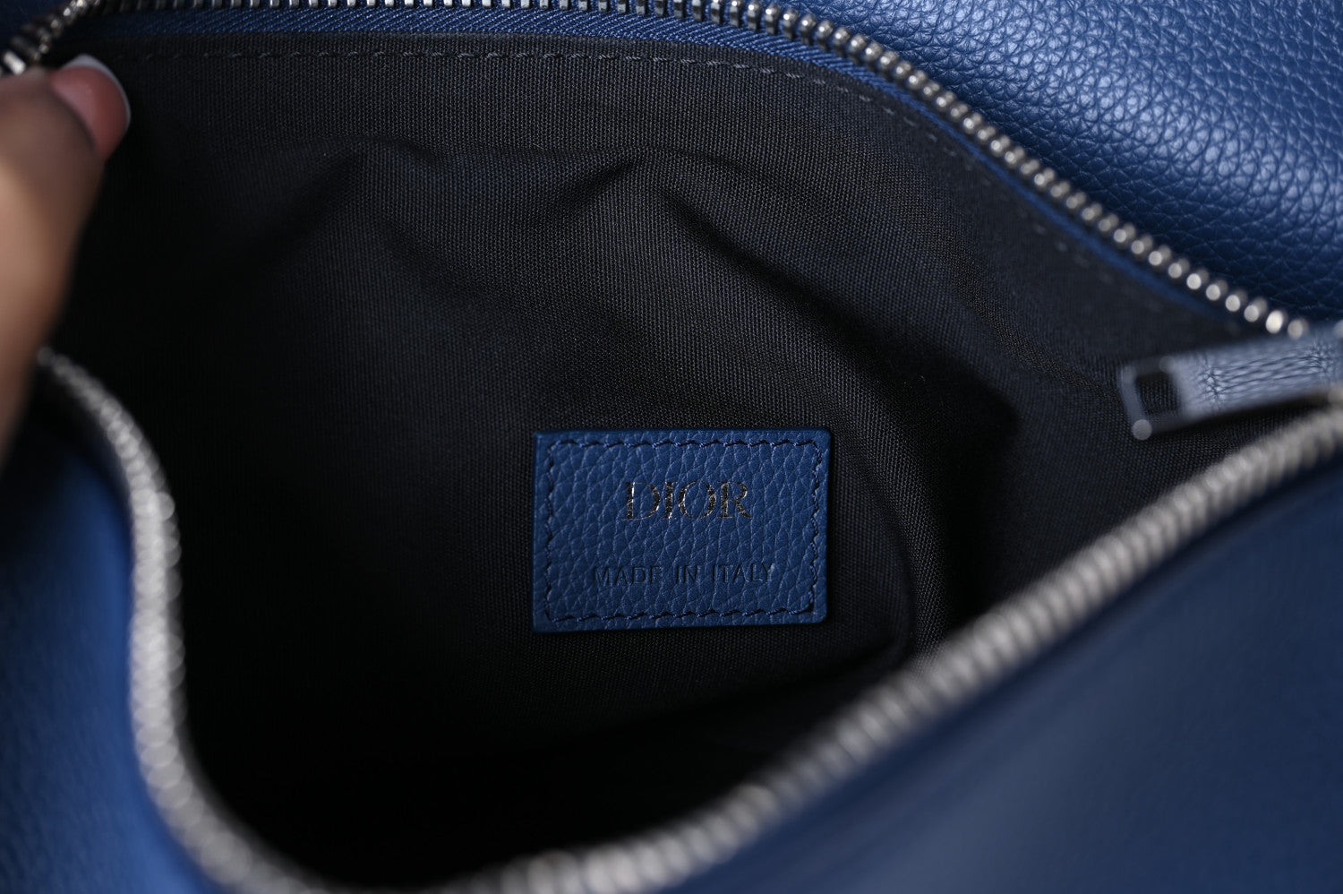 Christian Dior Grained Calfskin Mens Saddle Bag Navy Blue 6 of 11