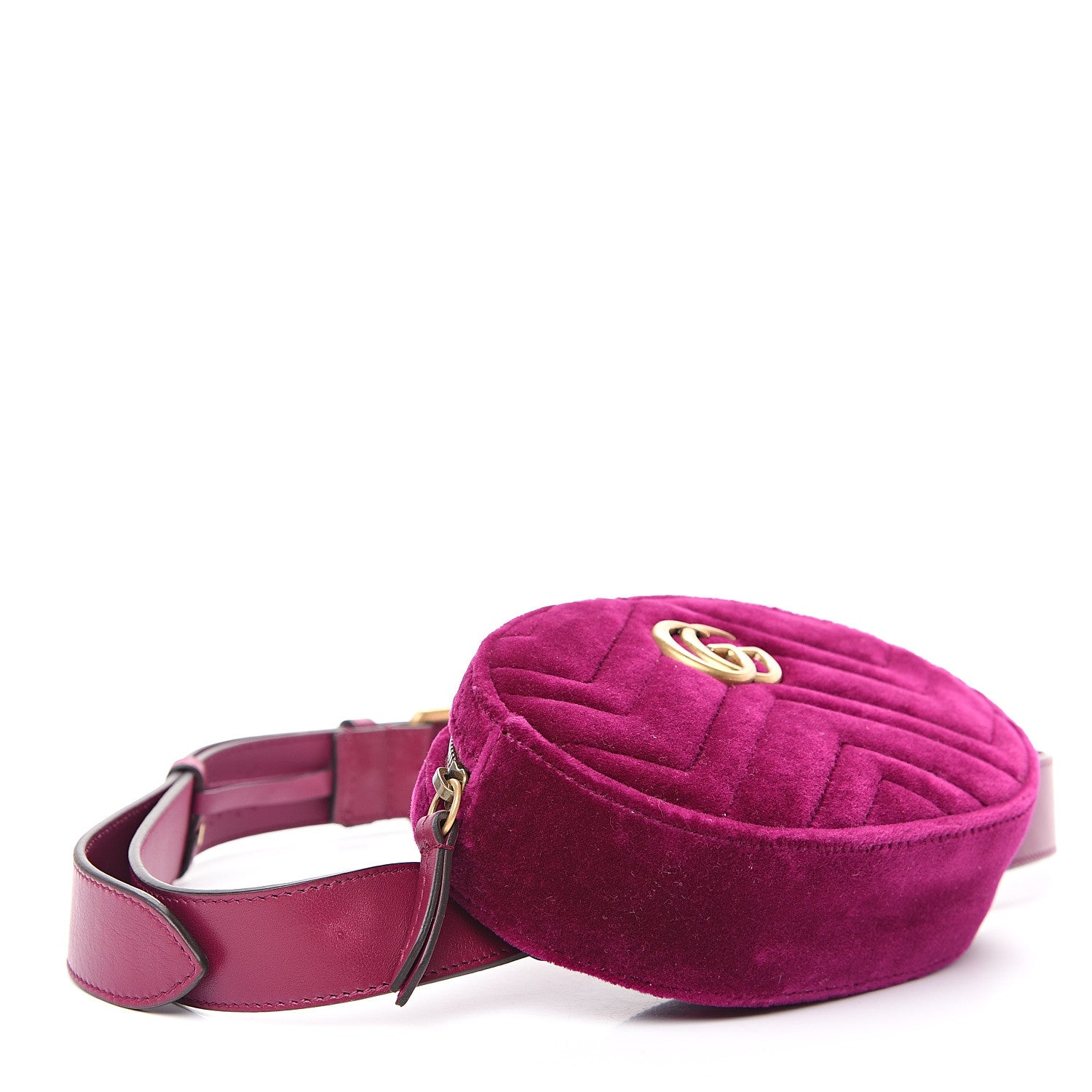 Gucci Velvet Matelasse GG Marmont Belt Bag 95 38 Fuchsia Violet Cyclamen 3 of 11