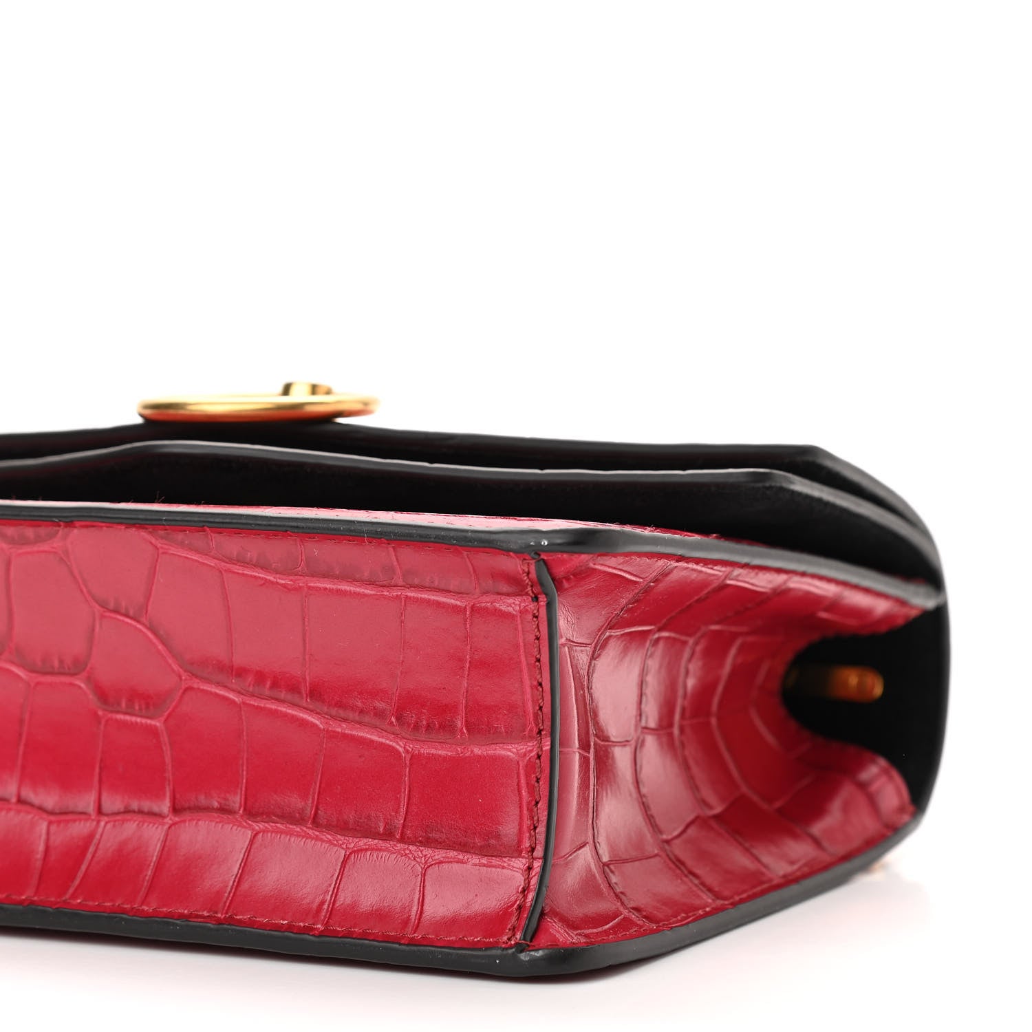 Mulberry Calfskin Crocodile Embossed Small Harlow Satchel Hibiscus Red 6 of 9