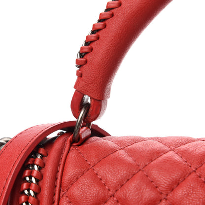 Chanel Calfskin Quilted New Medium Boy Top Handle Flap Red 10 of 12