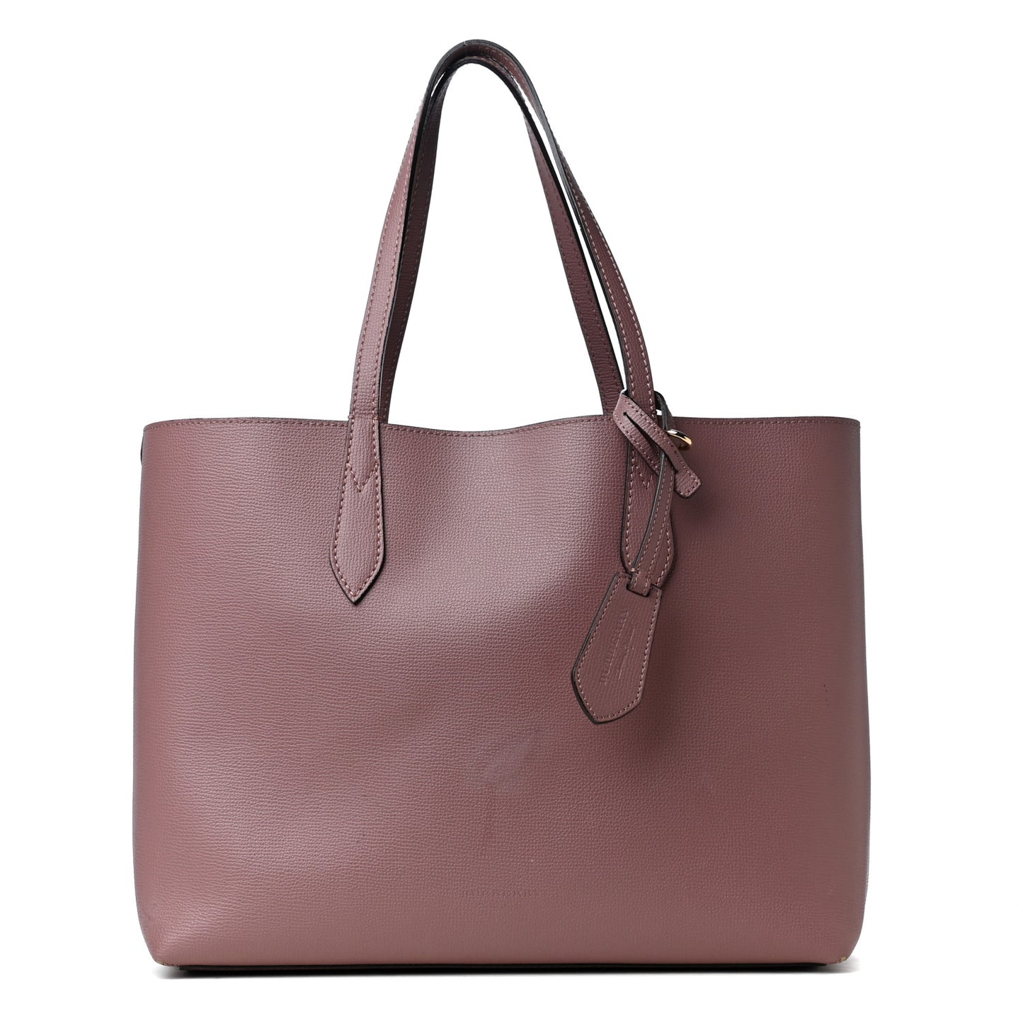 Grainy Calfskin Haymarket Check Medium Reversible Tote Light Elderberry