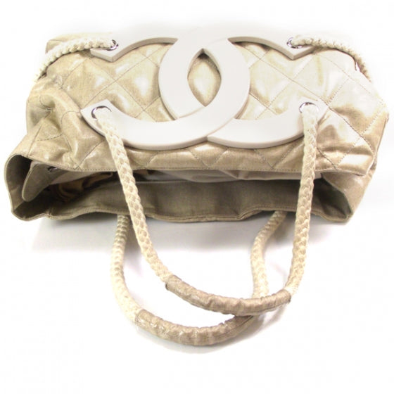 Coated Canvas Large CC Yacht Tote Beige White