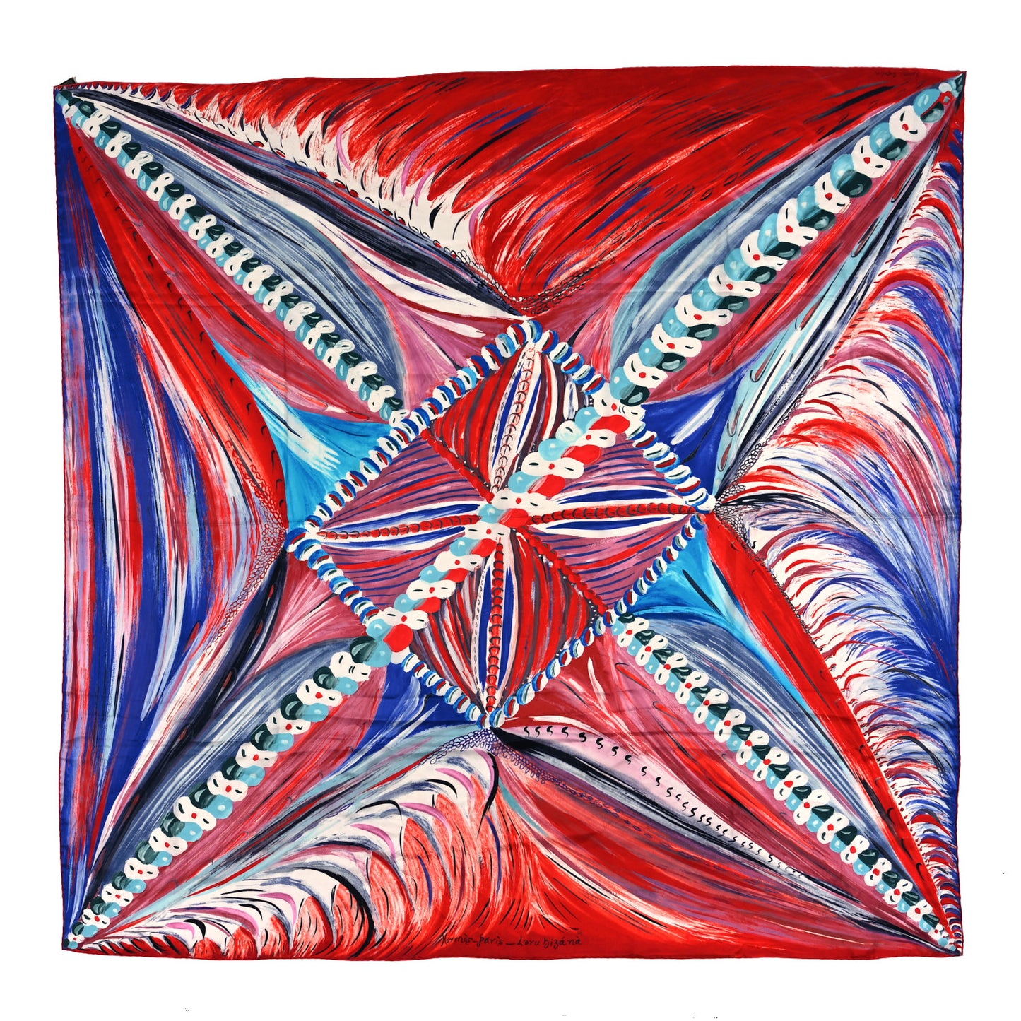 Silk Geant Larubizana Le Bouclier de la Beaute Scarf 140 Rouge