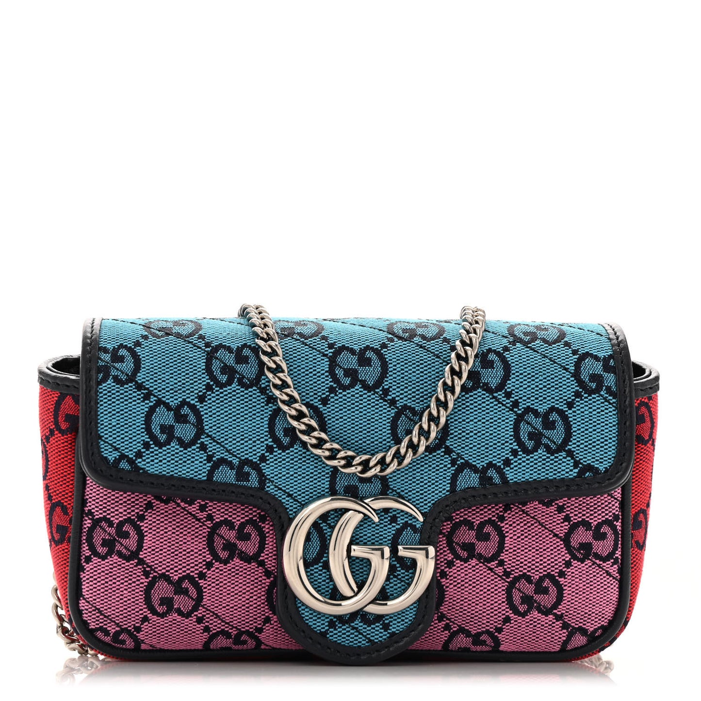 Monogram Multicolor Matelasse Diagonal Super Mini GG Marmont Shoulder Bag Light Blue Pink Blue Green Red