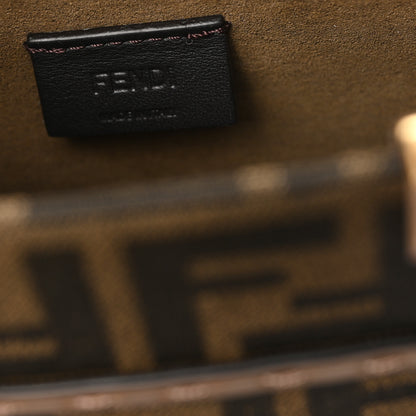 Fendi Fabric Jacquard Vitello Grace FF 1974 Logo Mini Sunshine Shopper Tobacco Moro Sand 6 of 10