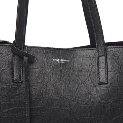 Saint Laurent Calfskin Crocodile Embossed Large Shopper Tote Black 11 of 11