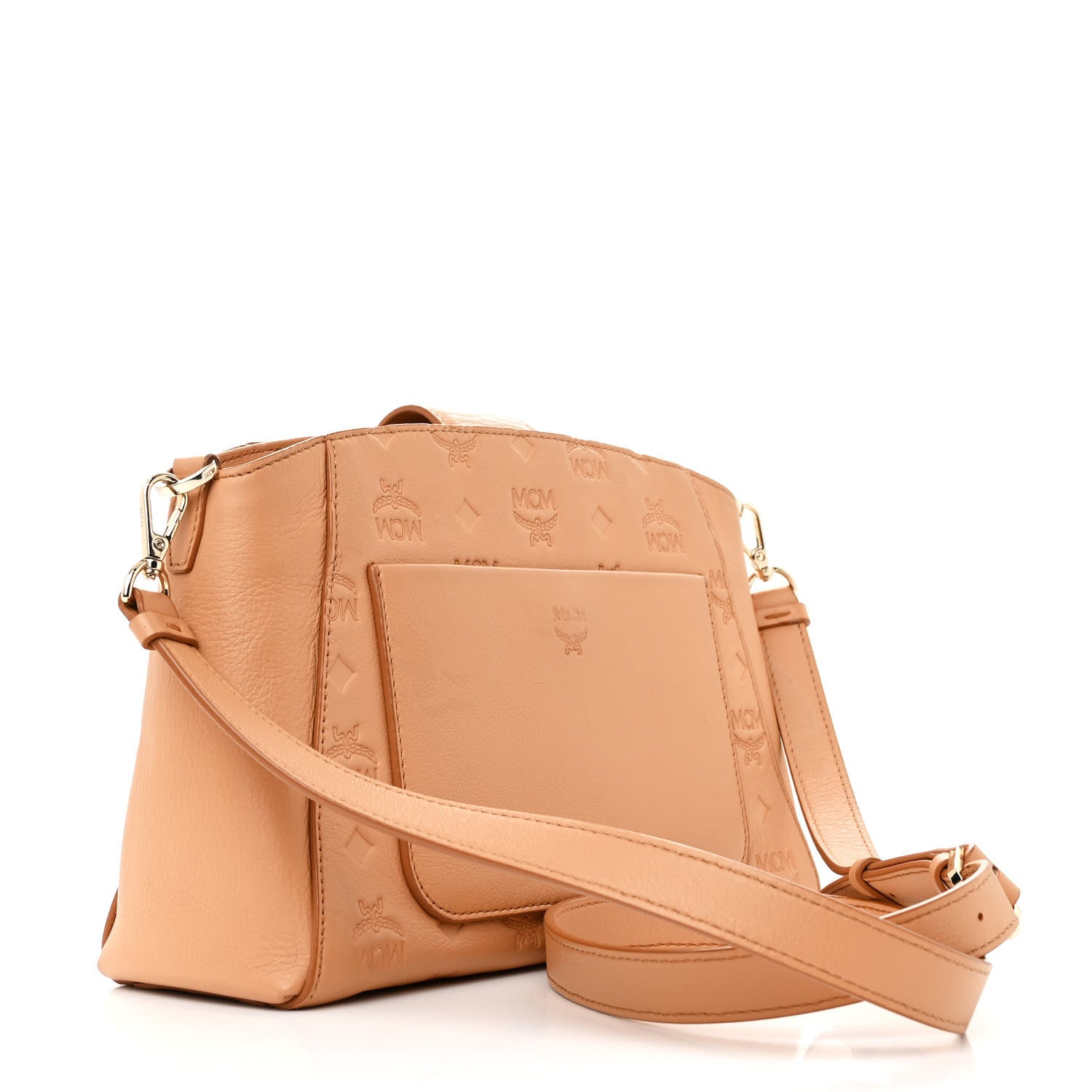 MCM Calfskin Ottomar Monogram Essential Crossbody Bag Sandstone 3 of 11