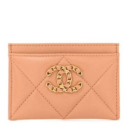 Chanel Lambskin Quilted Chanel 19 Card Holder Brown 1 of 18
