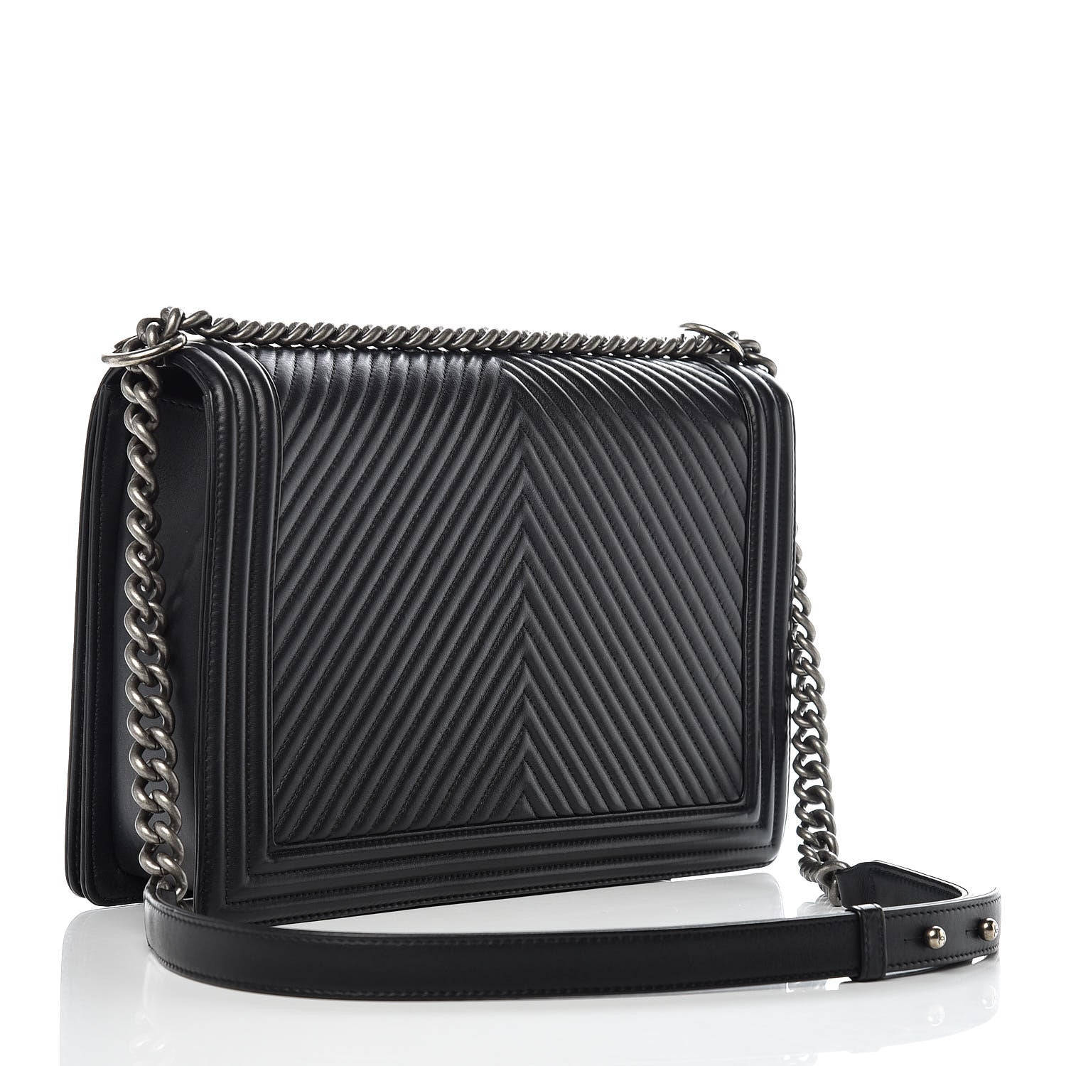Chanel Calfskin Chevron Quilted Large Boy Flap Black 3 of 10