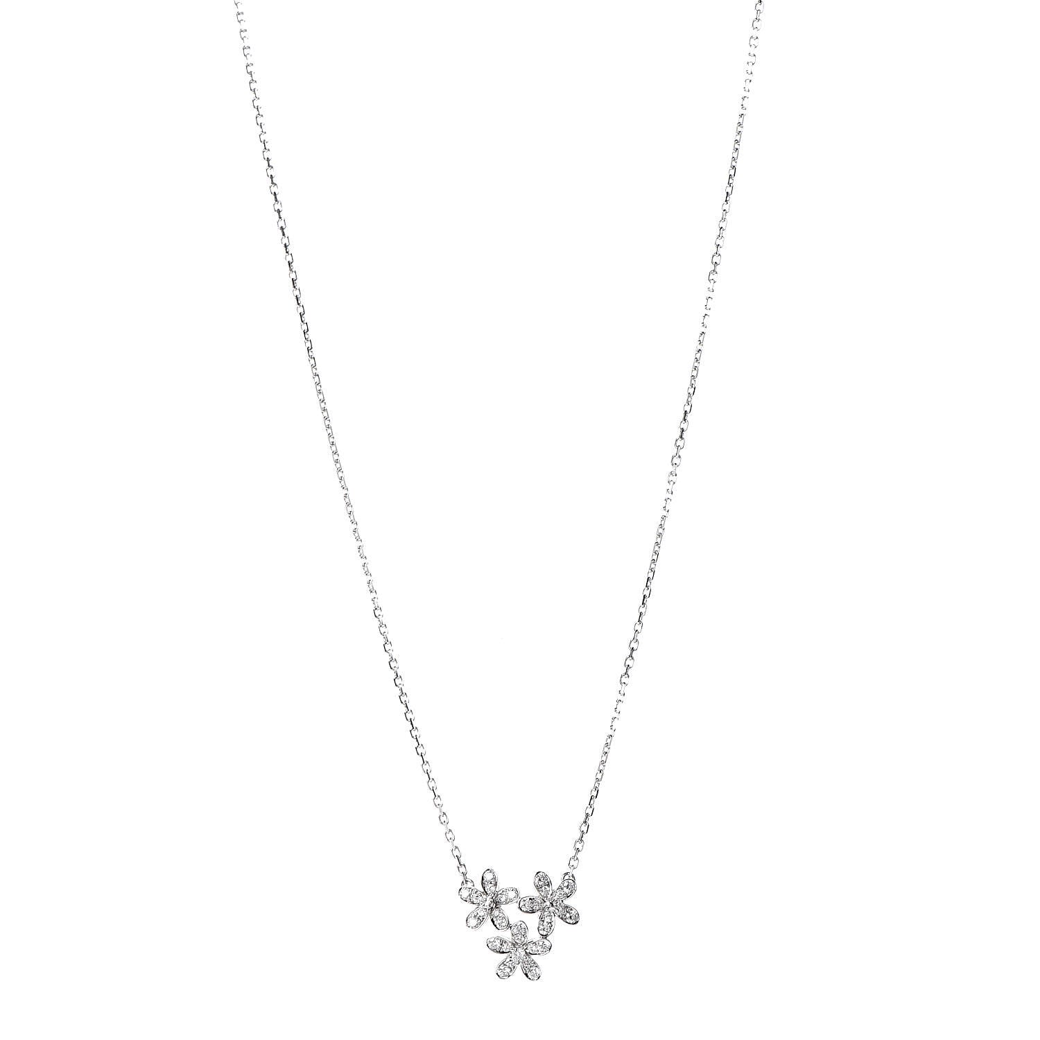Van Cleef & Arpels 18K White Gold Diamond Socrate 3 Flower Pendant Necklace 1 of 7