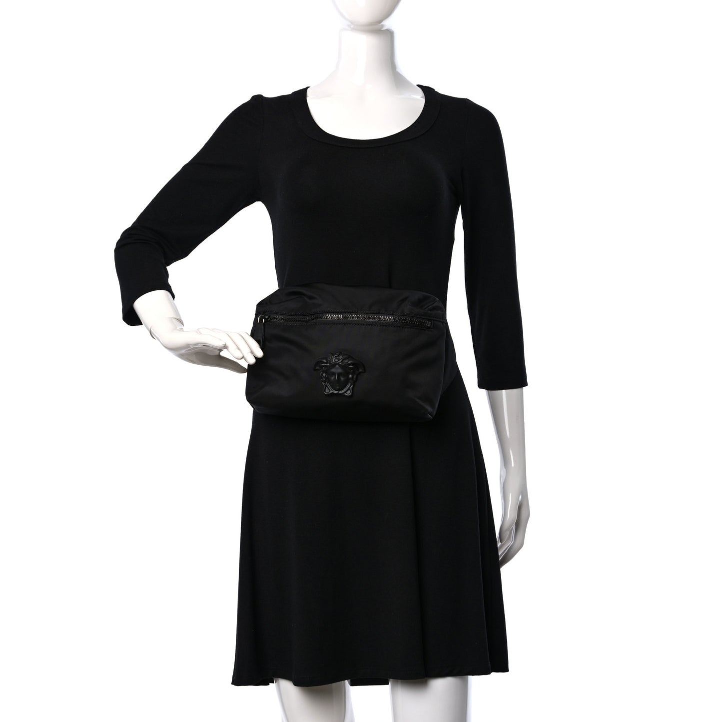 Nylon Palazzo Medusa Belt Bag Black Ruthenium
