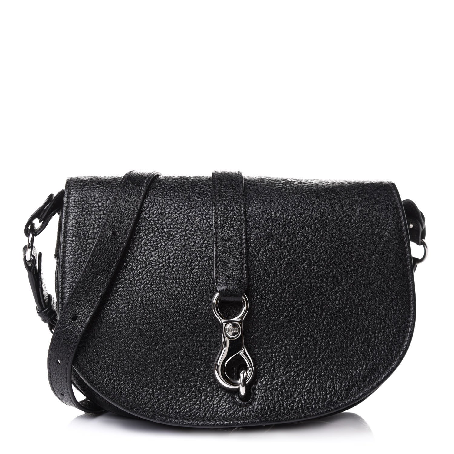 Miu Miu Goatskin Madras Flap Shoulder Bag Black 1 of 10