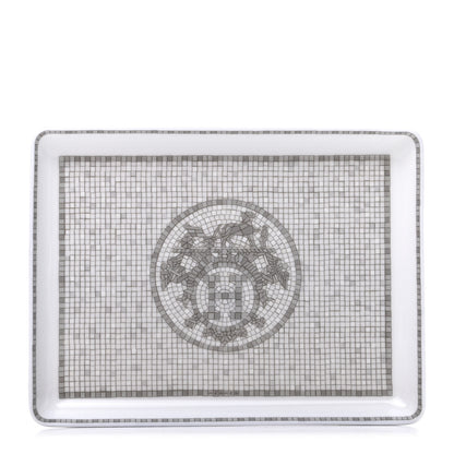 Hermes Porcelain Mosaique Au 24 Sushi Plate Platine 1 of 6