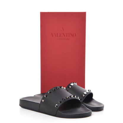Valentino Garavani Rubber Rockstud Slide Sandals 39 Black 9 of 9