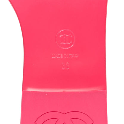 Chanel Patent Goatskin Quilted CC Sandals 38 Dark Pink 7 of 9