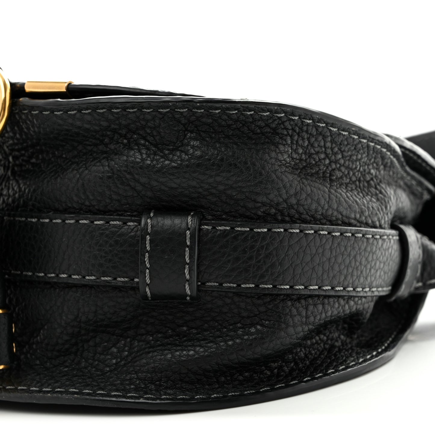 Grained Calfskin Small Marcie Saddle Bag Black