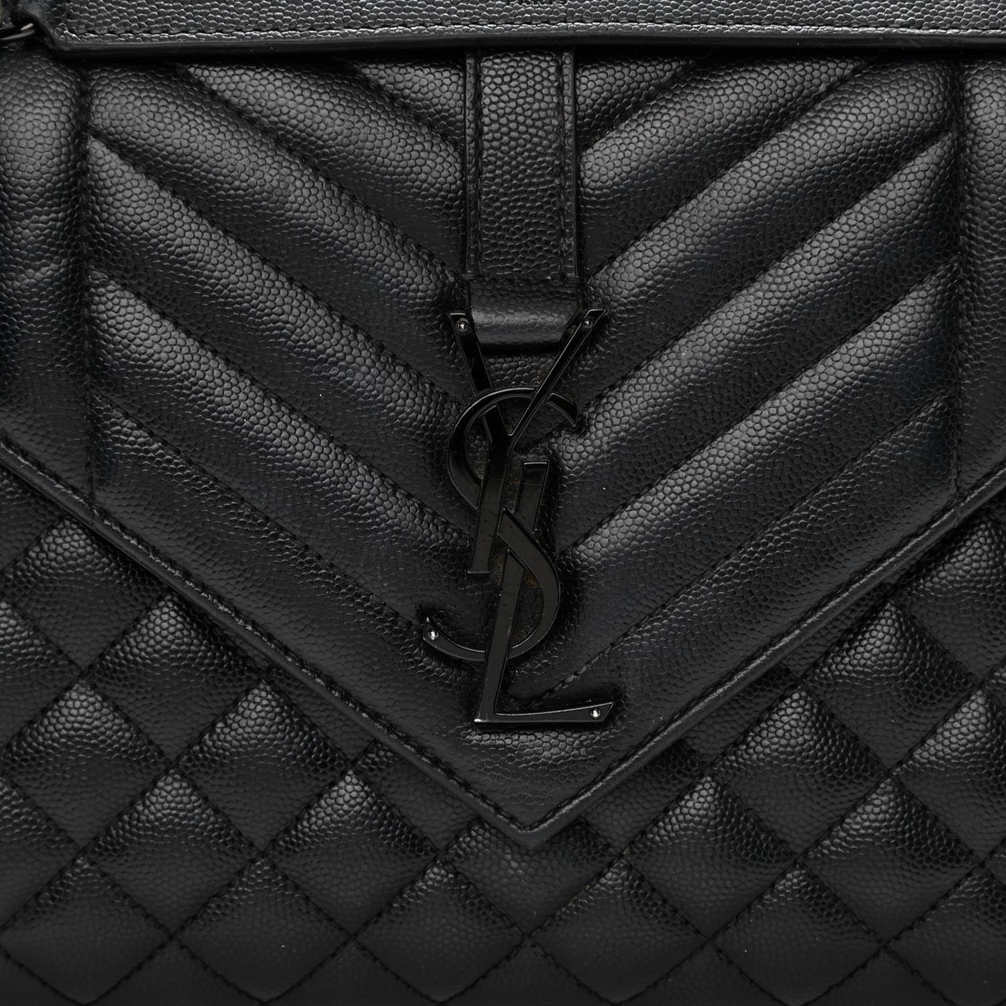 Grain De Poudre Textured Mixed Matelasse Triquilt Medium Monogram Satchel Black
