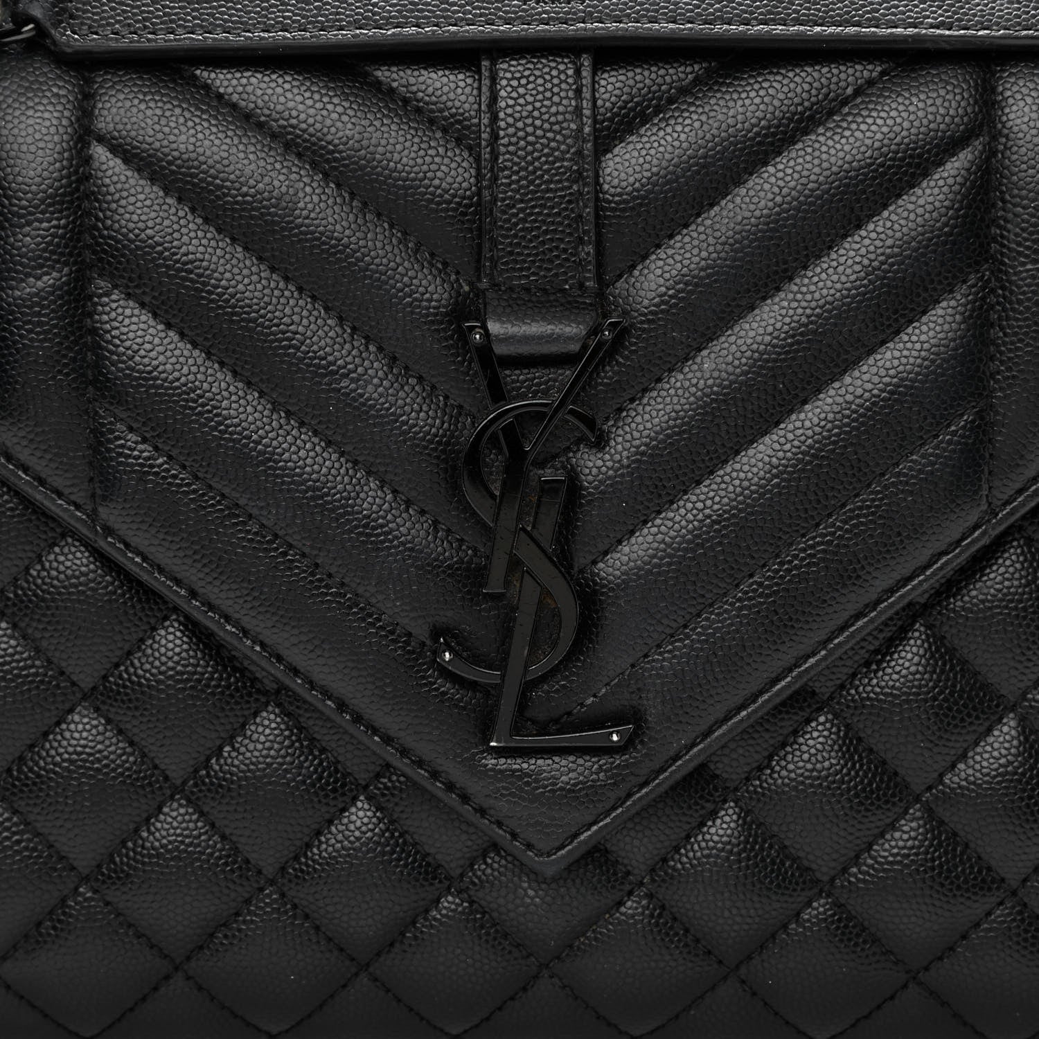 Saint Laurent Grain De Poudre Textured Mixed Matelasse Triquilt Medium Monogram Satchel Black 9 of 13