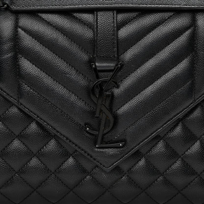 Saint Laurent Grain De Poudre Textured Mixed Matelasse Triquilt Medium Monogram Satchel Black 9 of 13
