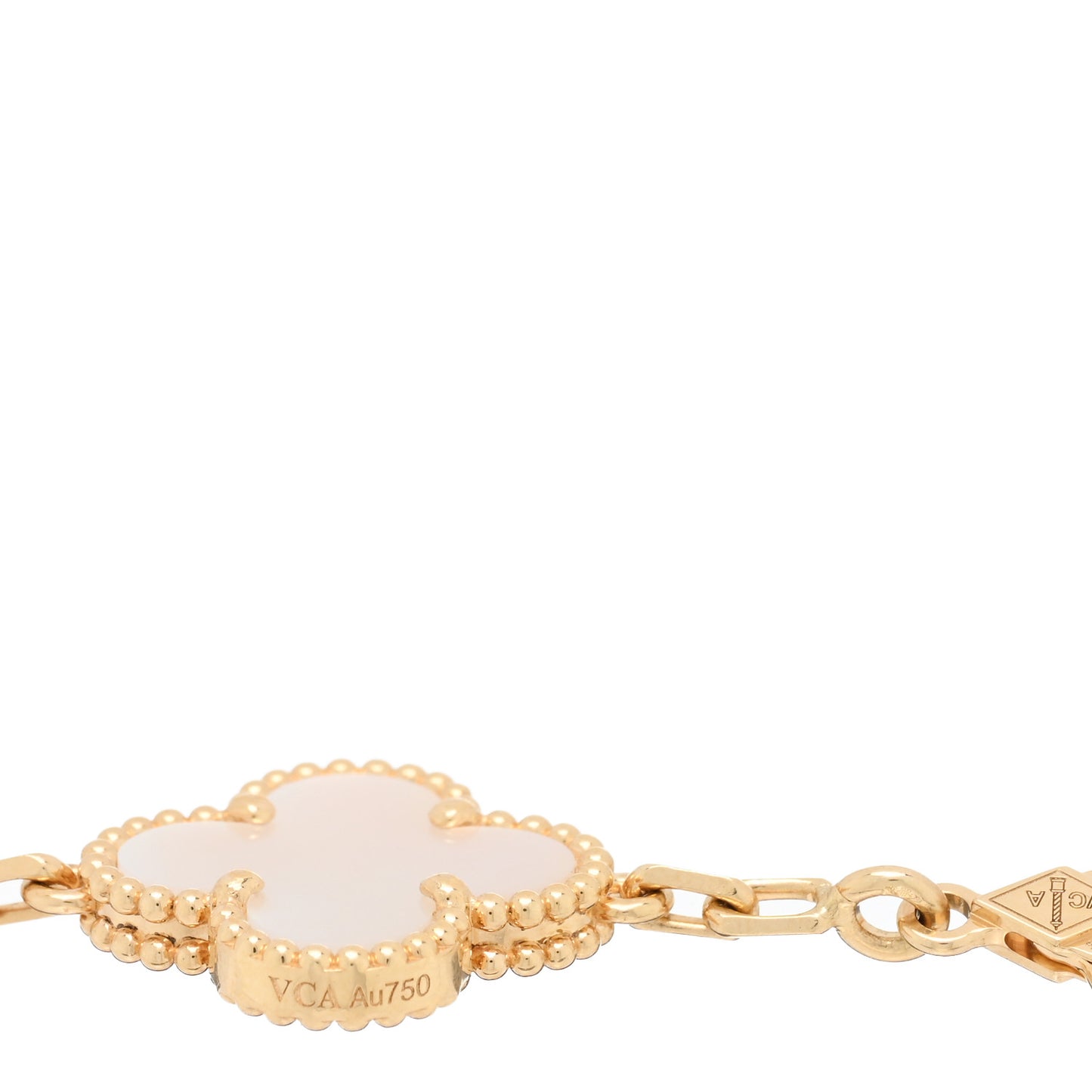 18K Yellow Gold Mother of Pearl 5 Motifs Vintage Alhambra Bracelet