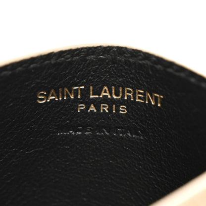 Saint Laurent Grain De Poudre Matelasse Chevron Monogram Credit Card Case Dark Beige 6 of 9