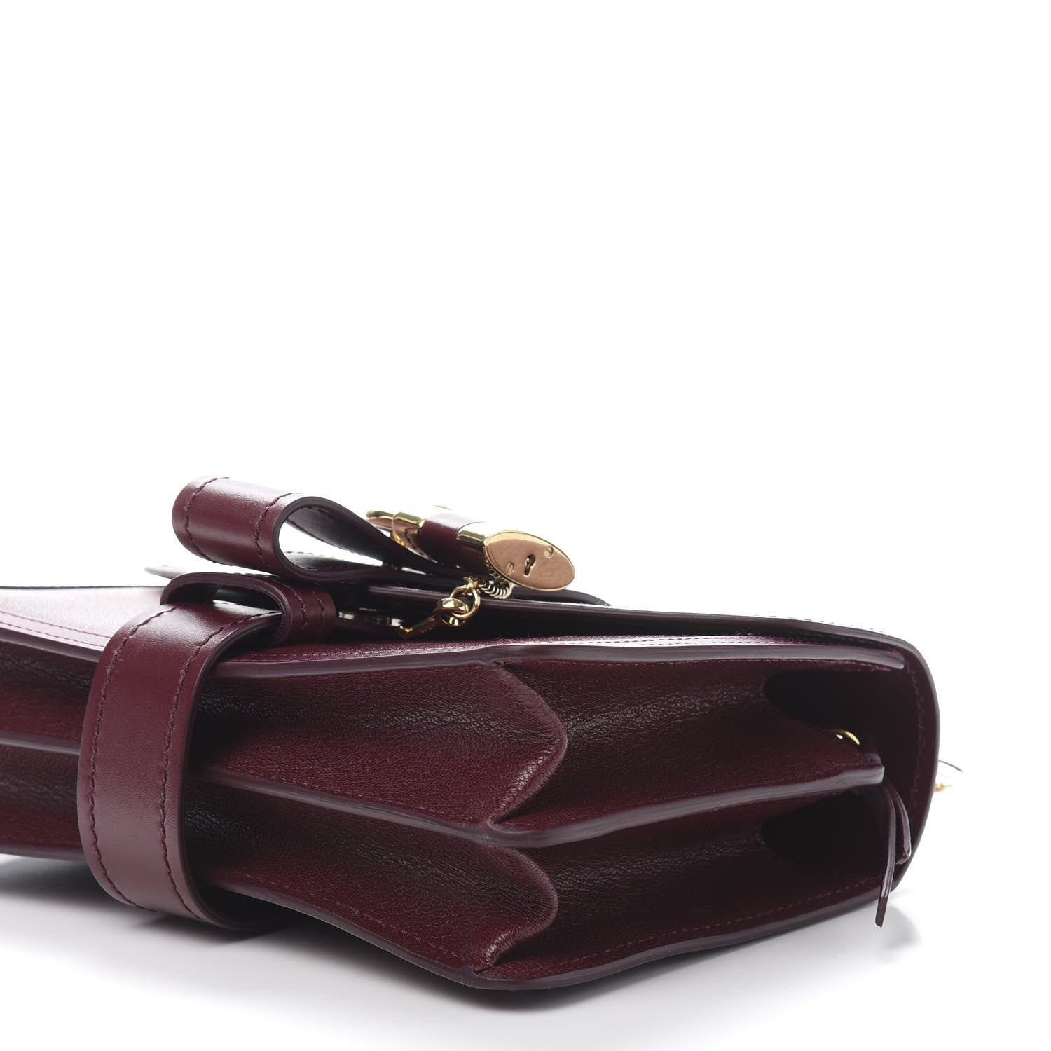 Chloe Shiny Goatskin Calfskin Aby Chain Shoulder Bag Burnt Mahogany 8 of 10