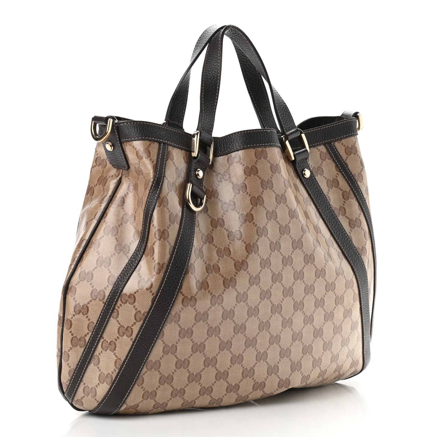 Crystal Monogram Medium Abbey Convertible Tote Dark Brown