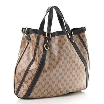 Gucci Crystal Monogram Medium Abbey Convertible Tote Dark Brown 3 of 14