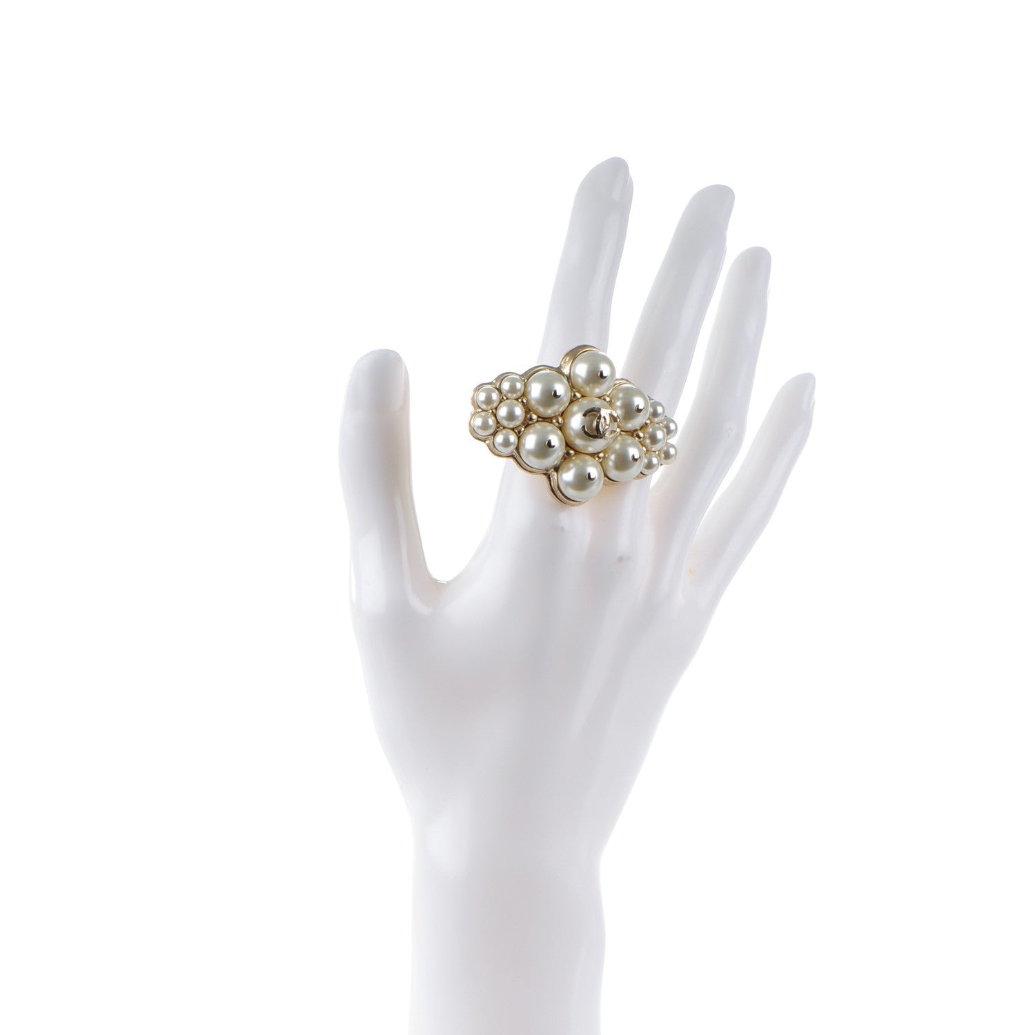 Chanel Pearl CC Ring 52 6 Gold 2 of 4