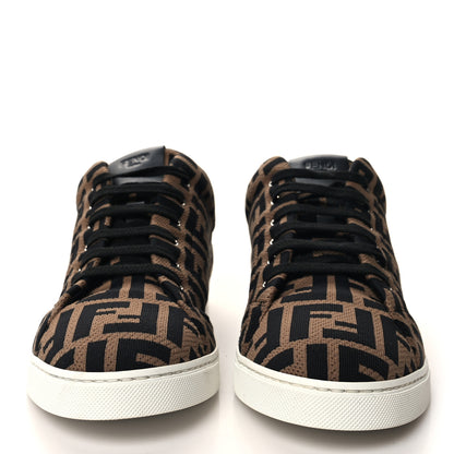 Fendi Tech Fabric FF Mens Lace Up Low Top Sneakers 8 Tobacco Black 2 of 8