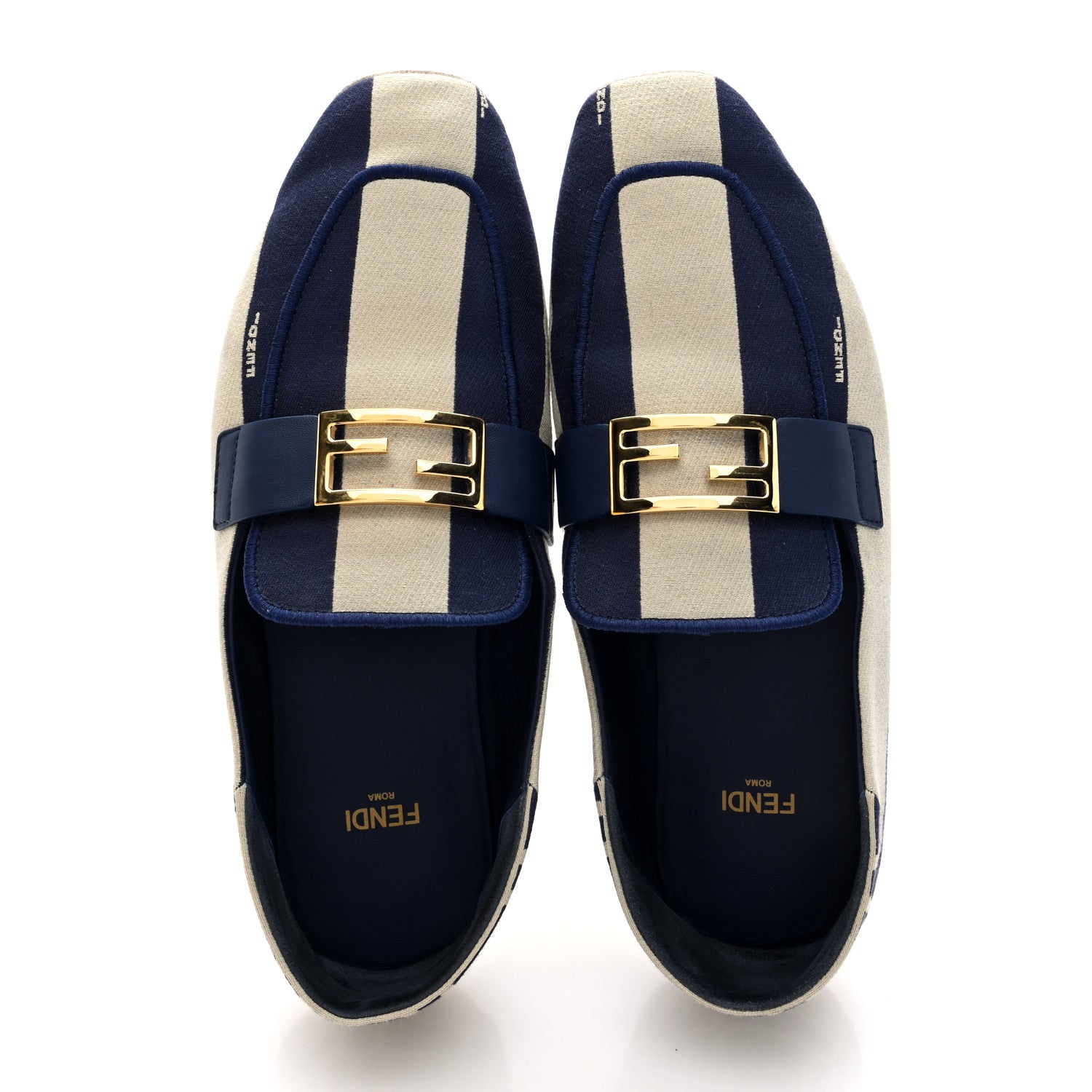 Fendi Fabric Jacquard FF Pequin Loafers 39 Bei Midnight 2 of 10