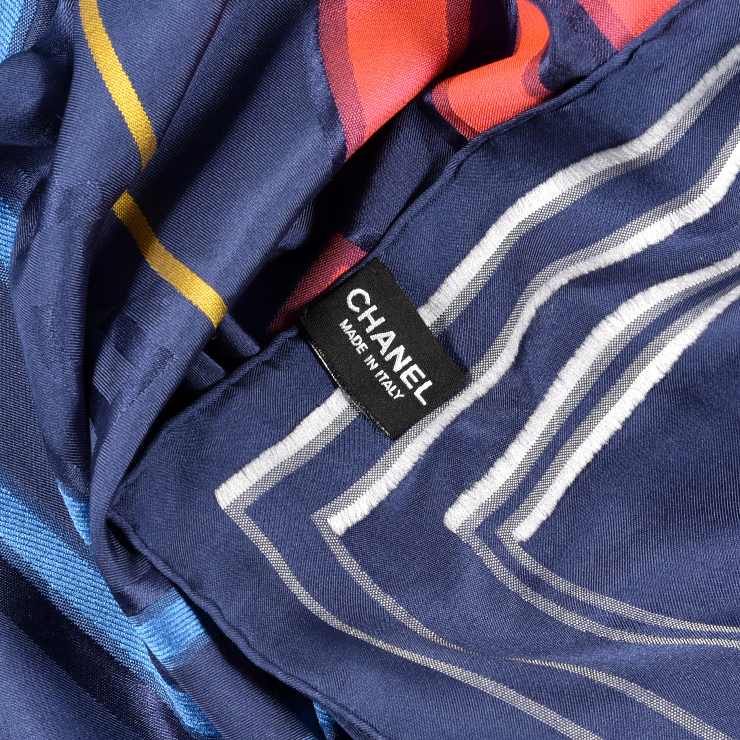 Chanel Silk CC Square Scarf Navy Multicolor 3 of 3