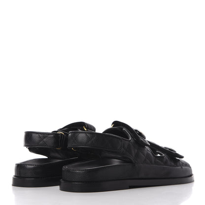 Chanel Grained Calfskin Velcro Dad Sandals 37.5 Black 4 of 11