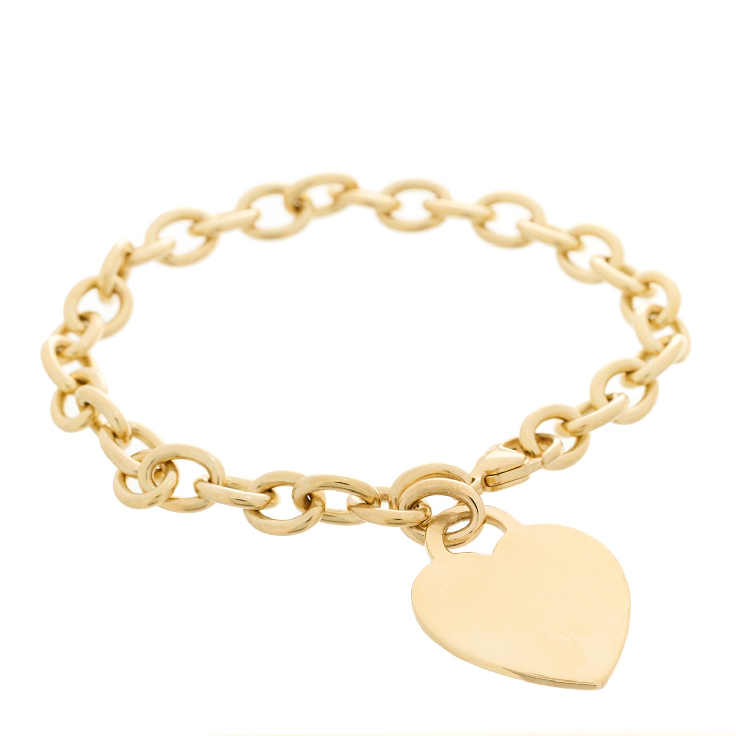 18K Yellow Gold Heart Tag Charm Bracelet