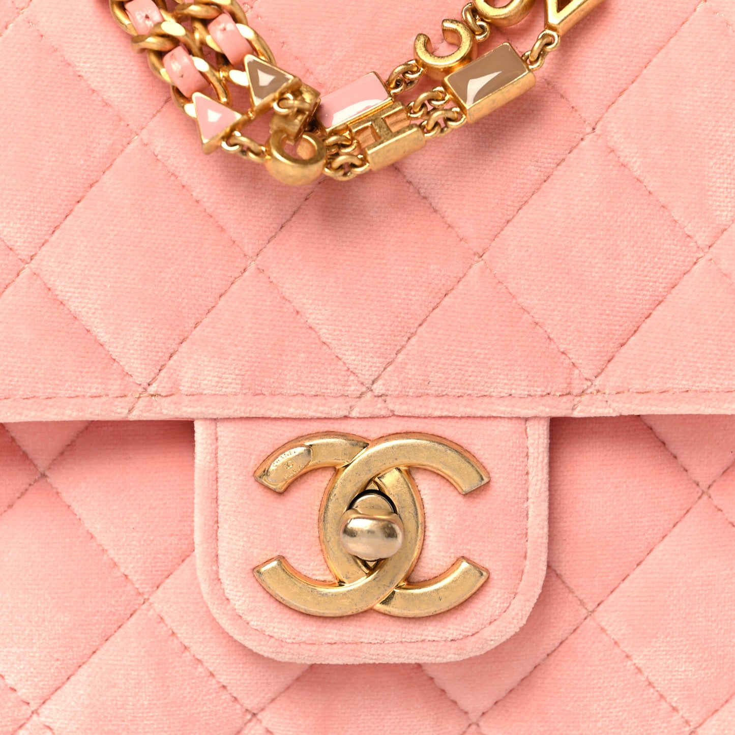 Velvet Enamel Mini Flap Light Pink