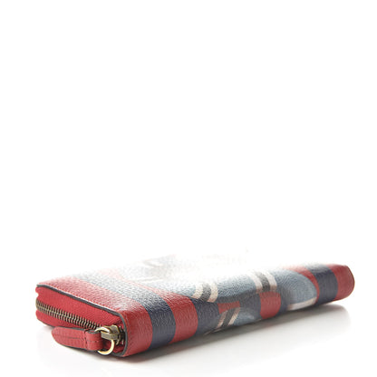 Gucci Calfskin Striped Kingsnake Zip Around Wallet Red 4 of 15