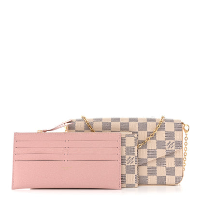 Louis Vuitton Damier Azur Pochette Felicie Chain Wallet Rose Ballerine 3 of 10