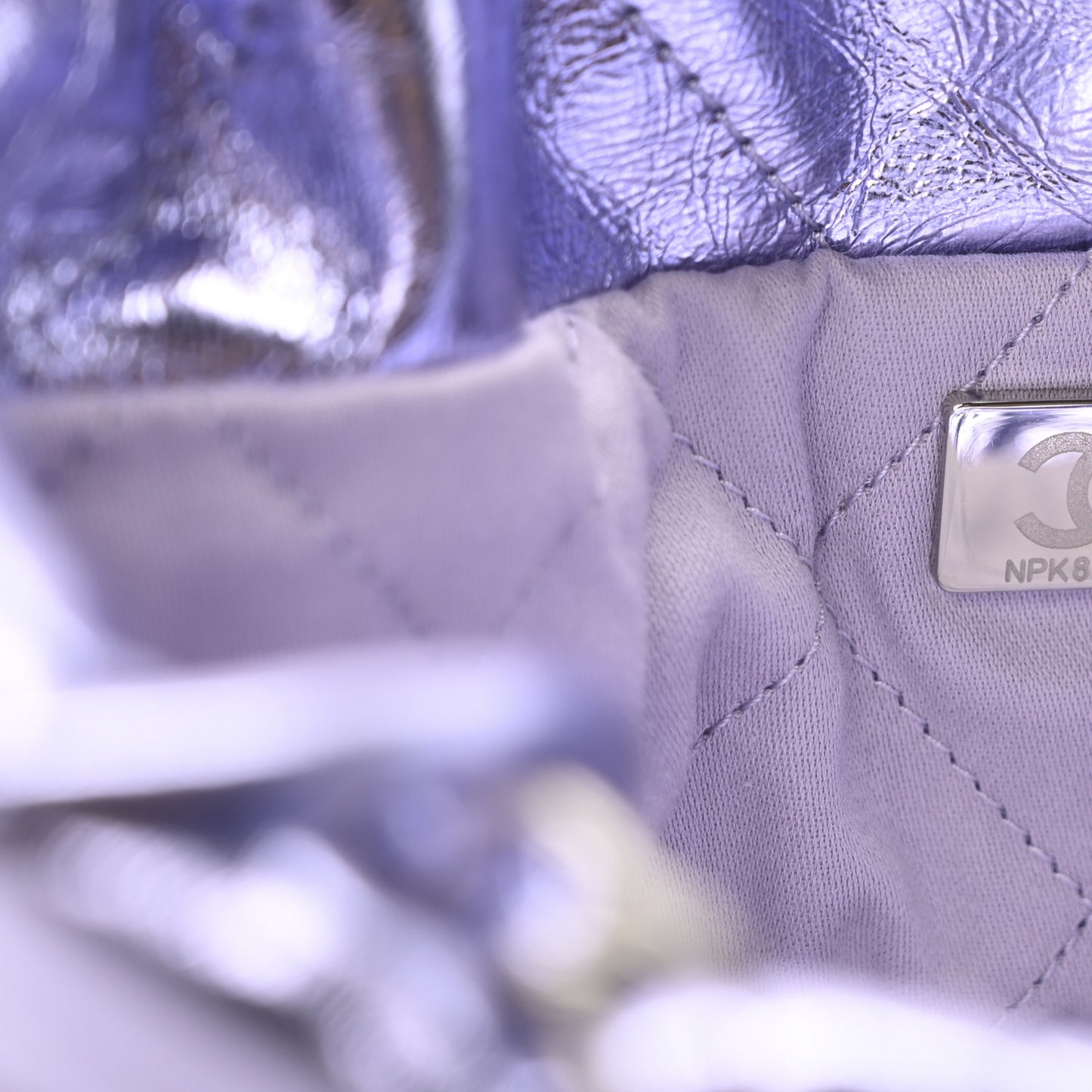 Metallic Calfskin Quilted Mini Chanel 22 Lilac