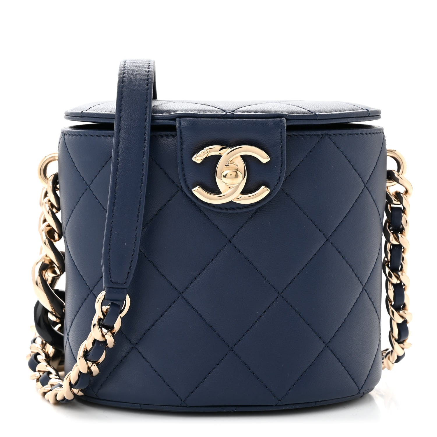 Chanel Lambskin Resin Elegant Chain Vanity Case Blue 1 of 10