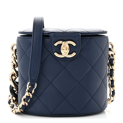 Chanel Lambskin Resin Elegant Chain Vanity Case Blue 1 of 10