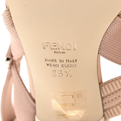 Fendi Technical Mesh FF Colibri 55mm Slingback Pumps 35.5 Rose Nudo 7 of 7