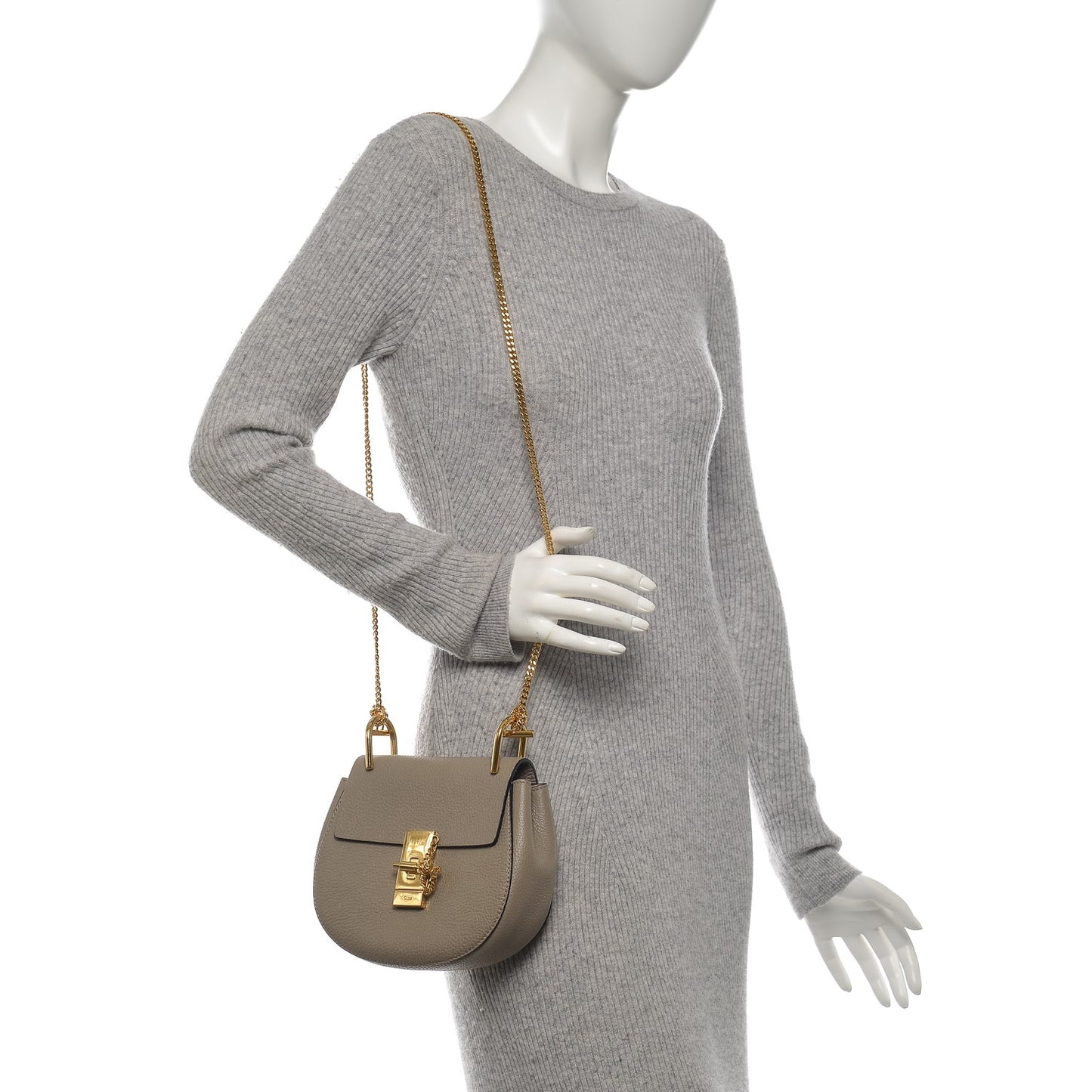 Grained Lambskin Mini Drew Shoulder Bag Motty Grey