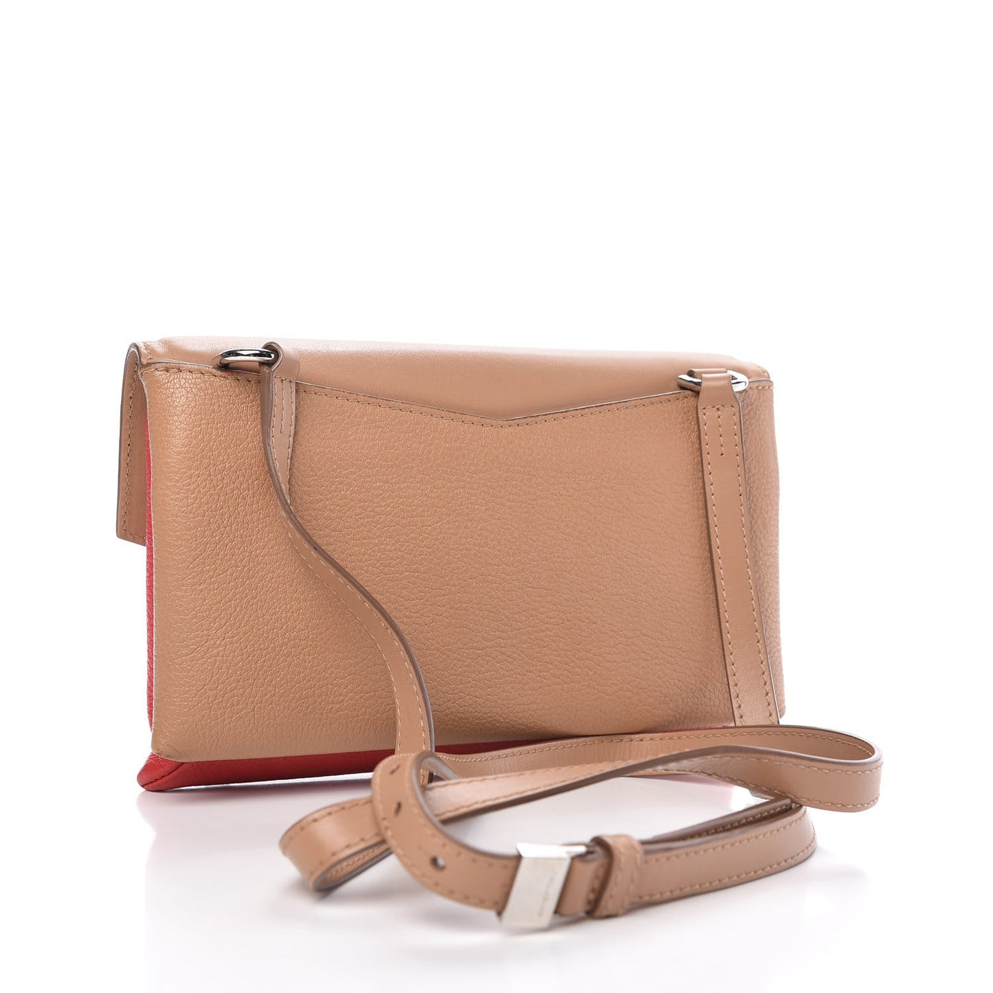 Calfskin Duetto Crossbody Beige Red