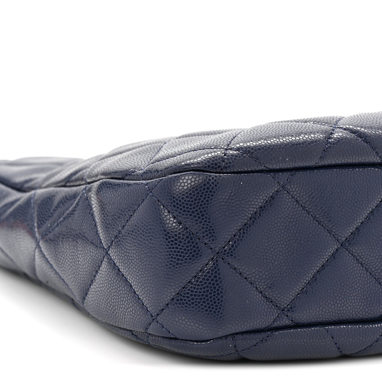 Caviar Quilted Twist Your Buttons Hobo Navy Blue