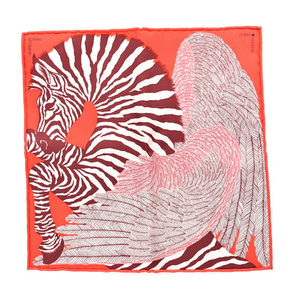 Hermes Silk Carre Zebra Pegasus Nano Scarf 20 Rouge Bordeaux Black 1 of 4