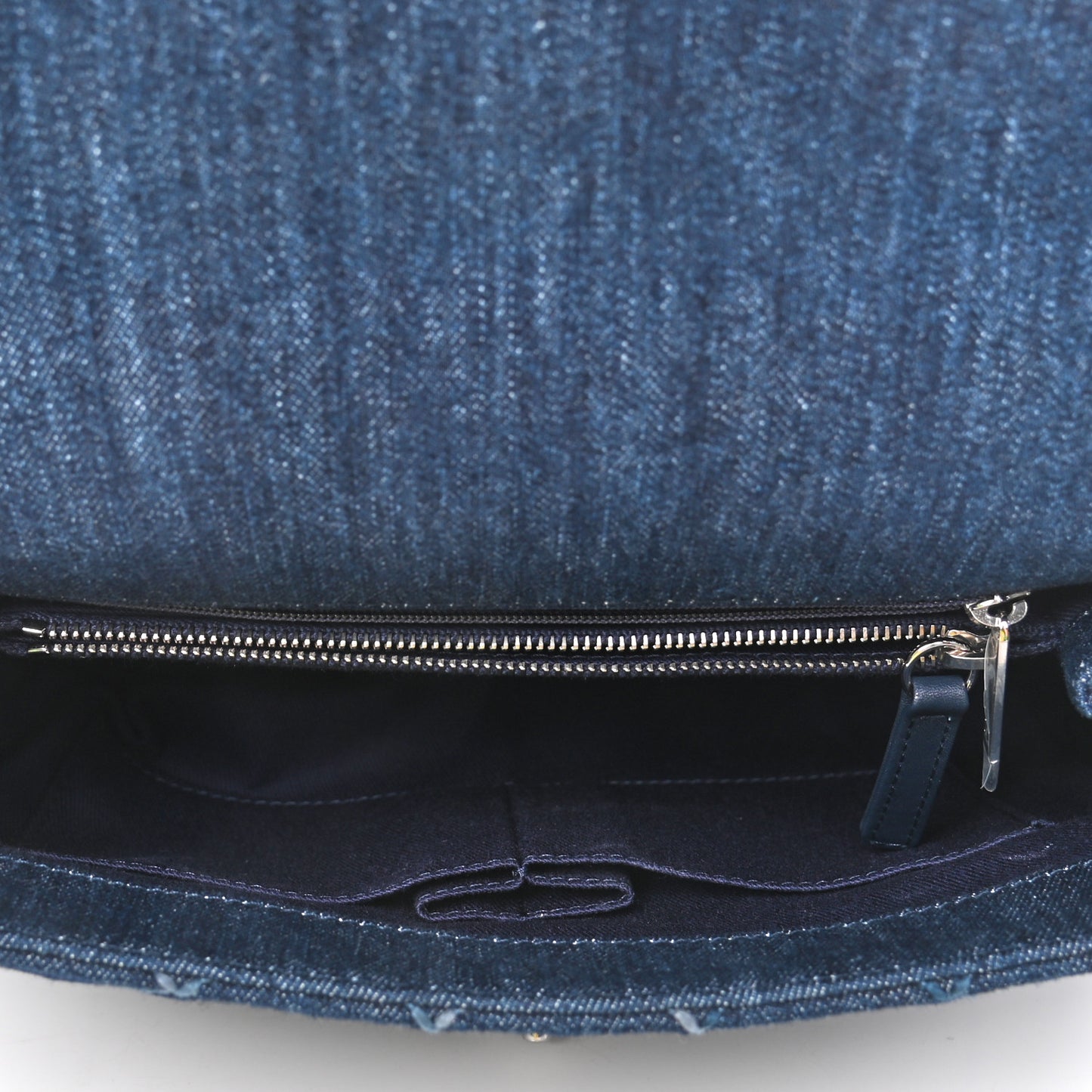 Denim Quilted Small Coco Handle Flap Blue