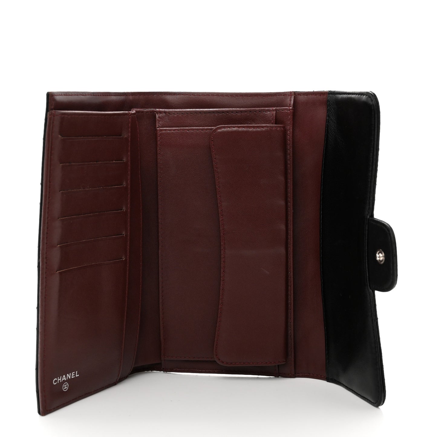 Lambskin Quilted Large Flap Wallet Black