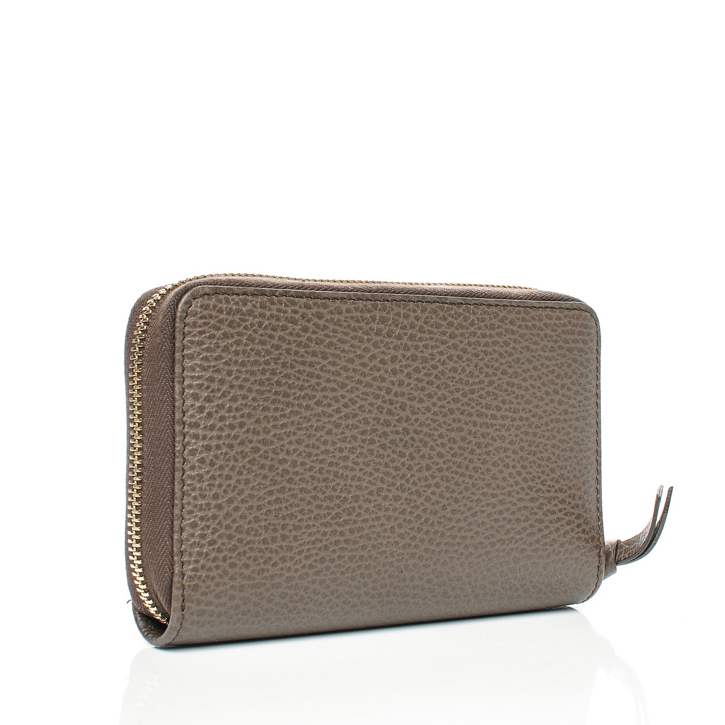Dollar Calfskin Bi-Color Medium Swing Zip Around Wallet Grey Field Soft Pink