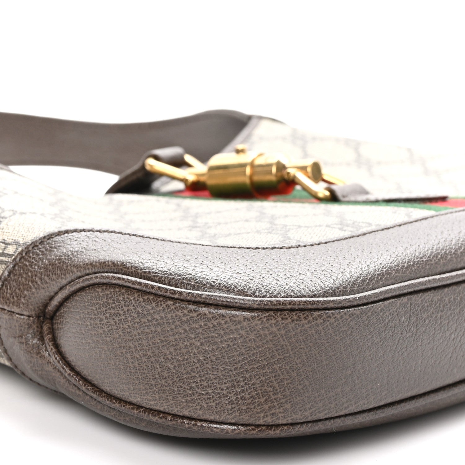 Gucci X BALENCIAGA BB Supreme Monogram Calfskin Web Small Jackie 1961 Hobo Beige Ebony 9 of 10